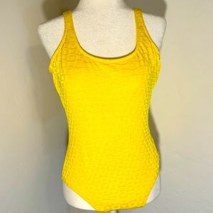 VINTAGE Body ID Neon Yellow One Piece Swimsuit 14